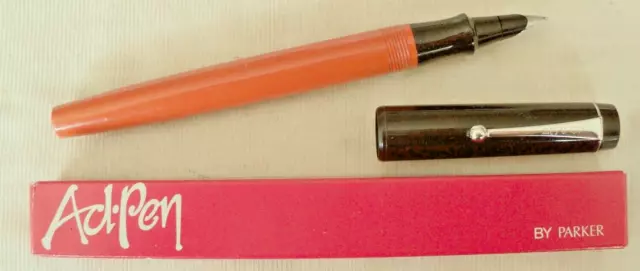 PARKER " BIG RED ADPEN ", FOUNTAINPEN ! ! in BLACK / ORANGERED !