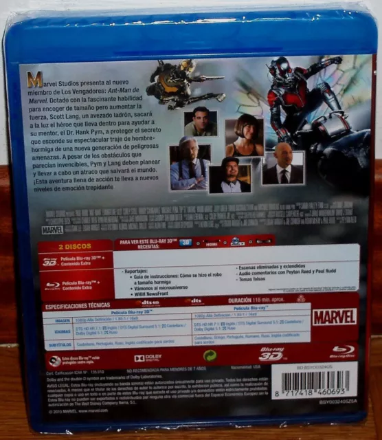 Ant-Man Blu-Ray 3D+Blu-Ray Nuevo Precintado Accion Aventuras (Sin Abrir) R2 2