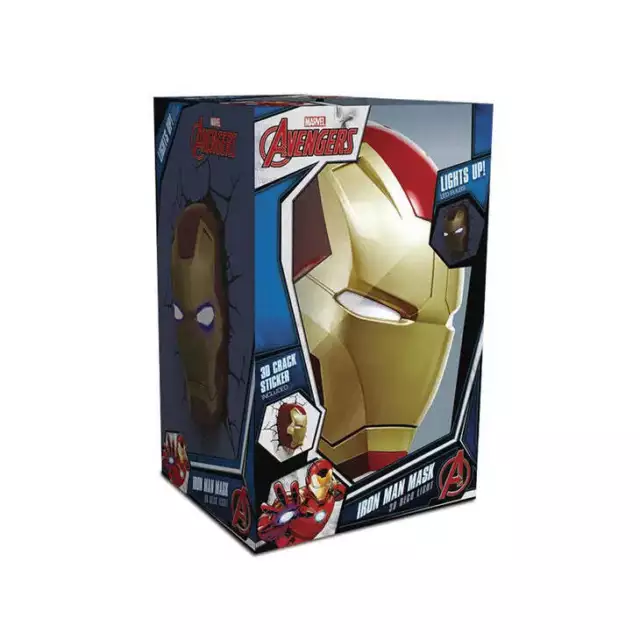 Lampe murale 3D Marvel - Masque Iron Man - Veilleuse pour chambre d'enfant