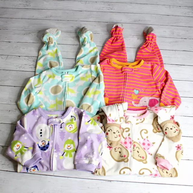 Carter's Baby Girl Fleece Footie Pajama Sleeper Lot Size 18 Months