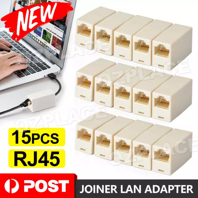 15x RJ45 Coupler Cat5e Cat6 Ethernet Cable Extender Joiner LAN Adapter Connector