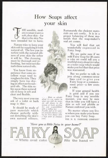 1910s Original Antique Fairy Soap Retro Bathroom Decor Art Print Ad t