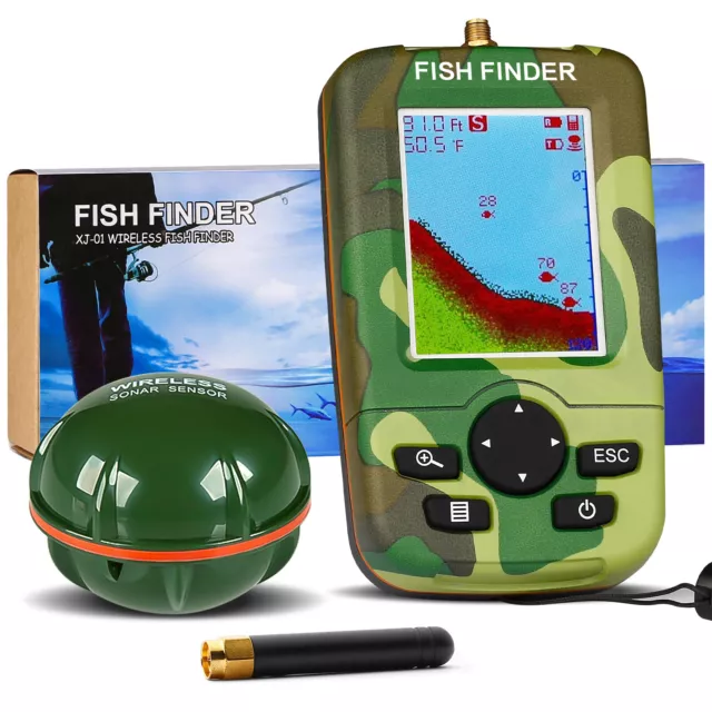 Smart Portable Fish Finder 100M Wireless Sonar Sensor Sounder LCD Fishfinder UK