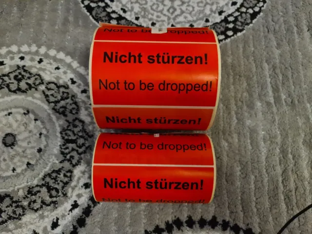"Nicht stürzen! Not to be dropped!" 1148 Stück Warn-Etiketten 8 x 14,8 cm