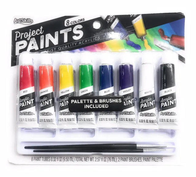 Artskills Project 8  Paints Artist Quality Acrylics/ Palette & Brushes Included