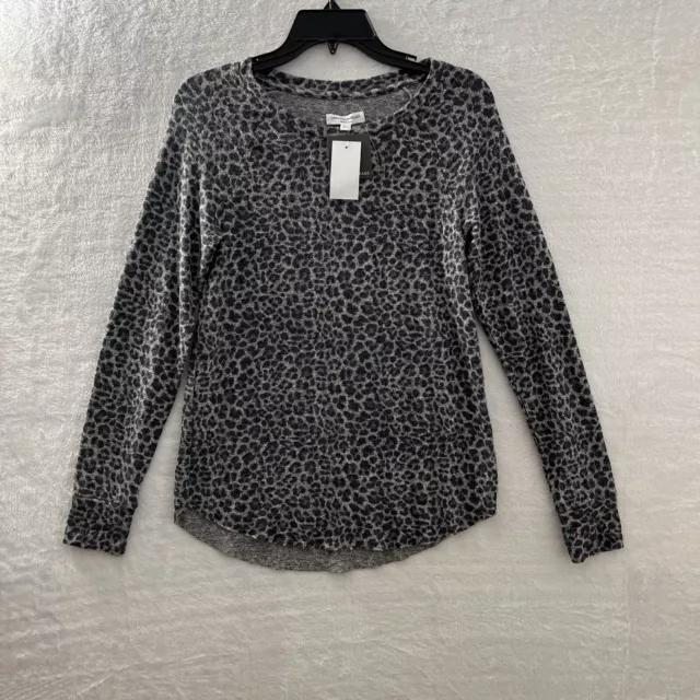 Grayson Threads Blouse Womans XS Animals Print Gray Long Sleeve Round Neck
