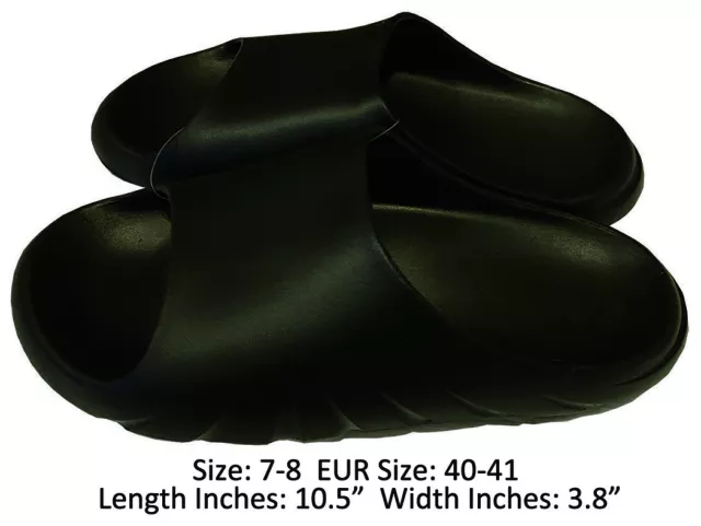 Mens Slip On Sport Slides EVA Foam Shoes Slippers Black Shower Sandal Size 7-8