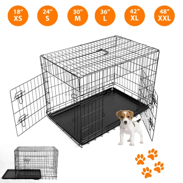 FOXHUNTER PET CAGE Folding Lockable Door Tray Training Puppy Crate Dog