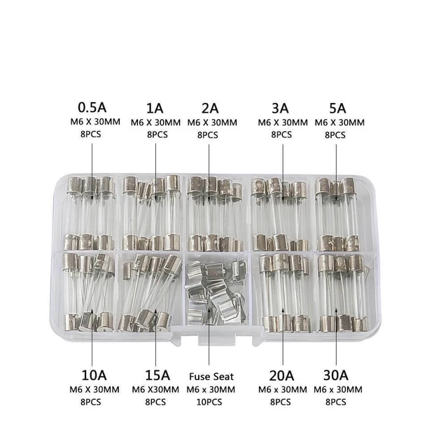 72PCS 6MM X 30MM Rapide-Coup Verre Fusibles Fusion Rapide Voiture Tube en Mixte 2