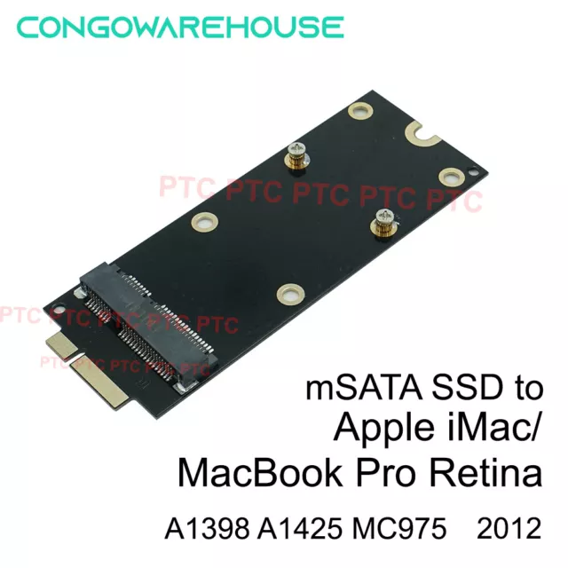mSATA SSD Convertor Adapter to 2012 Macbook Pro Retina iMac A1398 MC975 MC976