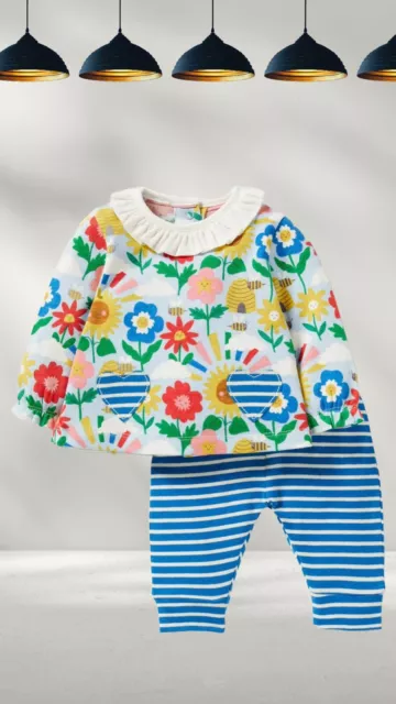 Ex Baby Boden Supersoft Jersey Playset in Multi Happy Flowers (A Bit Defect)
