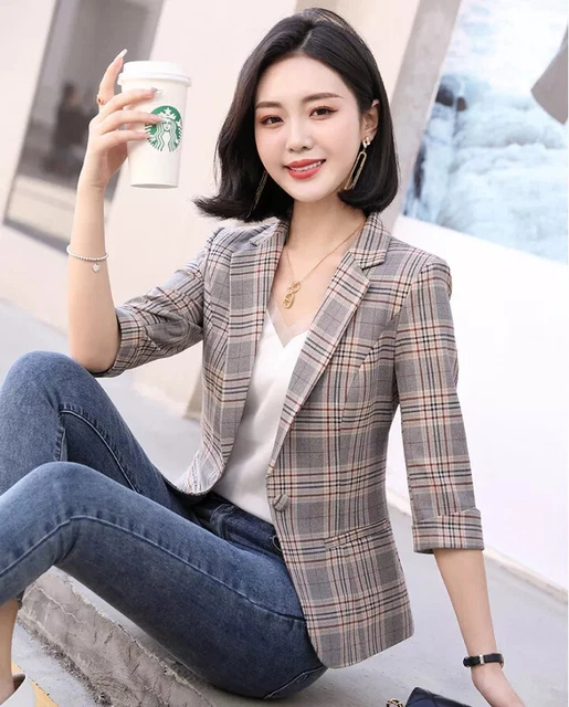 Giacca Blazer Donna Elegante - Tailleur Ufficio Business - Top Corto Ol - Per Tutte Le Stagioni - Foto 3