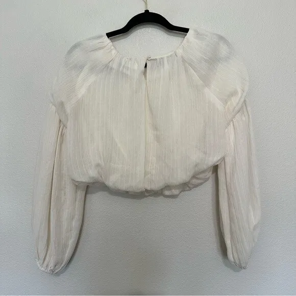 ASTR The Label women’s Top Long Sleeve Cream Bubble Hem Blouse Size extra small