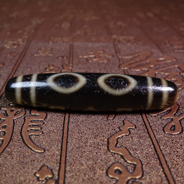 Ancient Tibetan DZI Beads Old Agate 3 Eye Buddha Heart Totem Amulet Pendant#2038