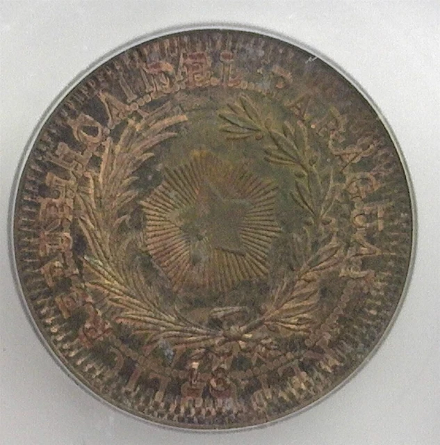 Paraguay 18Xx Copper 50C On Argentina 2C Icg Ms63 Br Km#33 Paraguay Pattern Die*