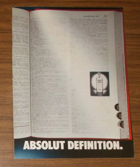 Seltene Werbung ABSOLUT VODKA - Absolut Definition 1995