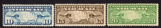 United States Scott #C  7-9 F/VF MNH 1926-27 Map of USA & Mail Planes