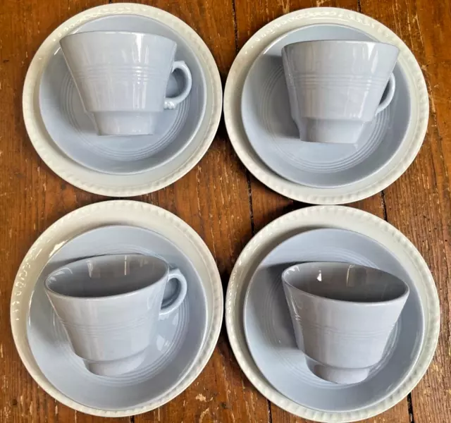 4 x Vintage Woods Ware Iris Blue Cup and Saucer Conway Tea plate Lavender Sets