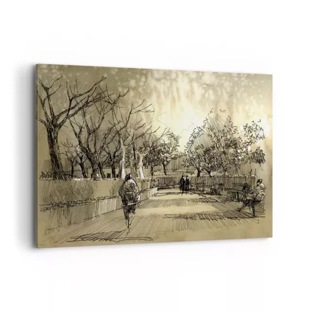 Impression sur Toile 100x70cm Tableaux Image Photo parc promenade arbre