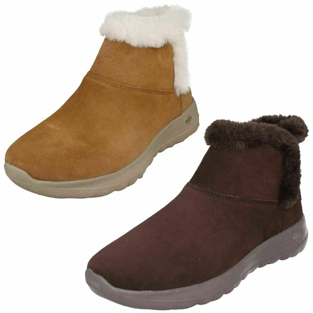 Femmes SKECHERS Daim Et Fausse Fourrure Bottines: On The Go Joy, Paquet Dessus