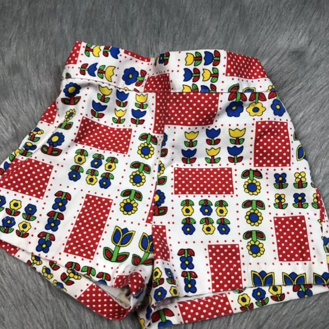 Vintage Healthtex Girls Red White Blue Polka Dot Tulip Floral Shorts