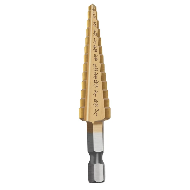 Multi-Step Drill Bit 1/8 to 1/2 MSD Hex Shaft