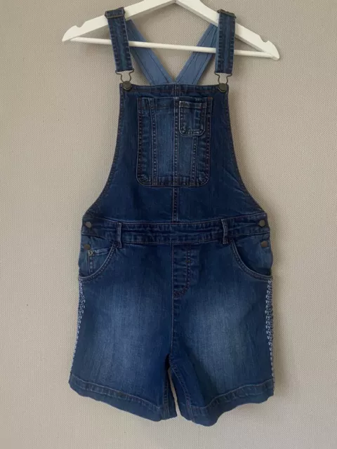 Girls Fat Face Denim Blue Dungaree Shorts Size 12-13 Years