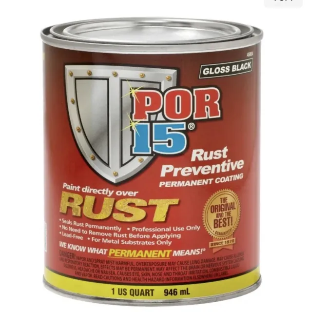 Por 15 45004 Rust Preventive Paint Permanent Coating Gloss Black (1qt)