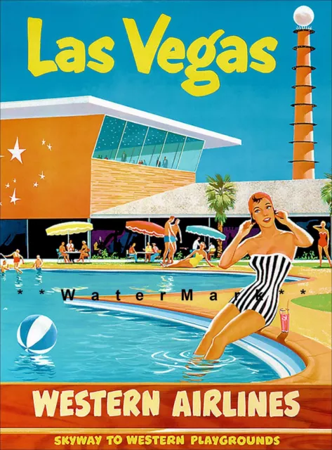 Las Vegas Nevada Western Air Vintage Poster Print Travel Western Playgrounds