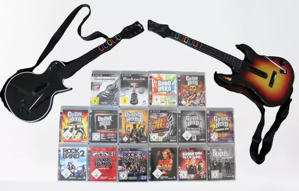 Playstation 3 PS 3 Guitar Hero / Rock Band Spiele / Gitarre / Schlagzeug