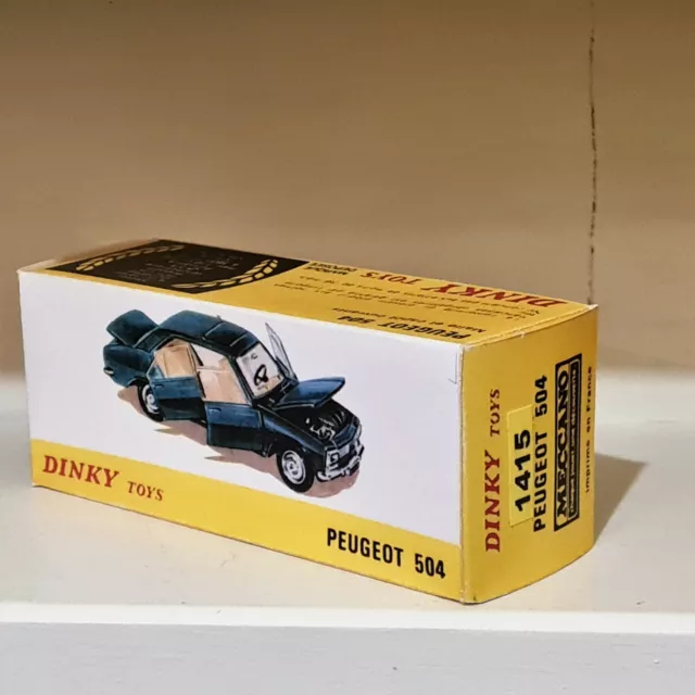 Dinky Toys Boite Vide Inedite Peugeot 504  Made In France Vert Fonce N°1415