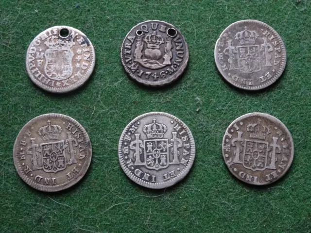 Spain Mexico Silver Half Reals Reales 1734 - 1815  X 6 Coins  Ref N30