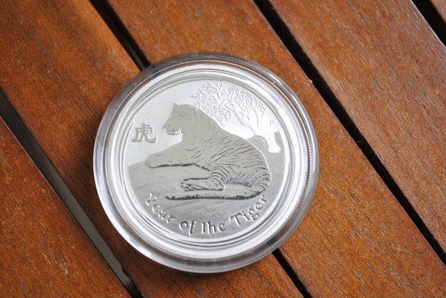 2010 Australia silver lunar year of the Tiger 1/2 oz  GEM/BU