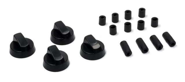 4 X Universal BEKO Cooker/Oven/Grill Control Knob And Adaptors BLACK