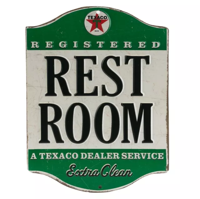 Texaco Restroom Embossed Metal Sign - Vintage