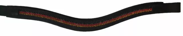 Ecotak black leather U Browband with black, red & gold crystals Ecotak