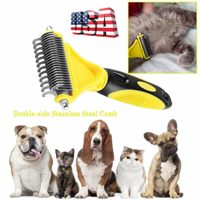 Professional 2 Sided Undercoat Dog Cat Shedding Comb Brush Pet Grooming Tool