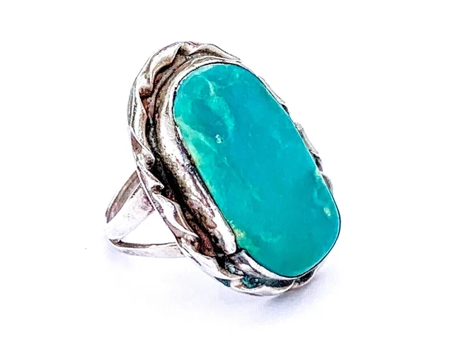authentic vtg native american navajo sterling turquoise twisted ring 4 6 GR