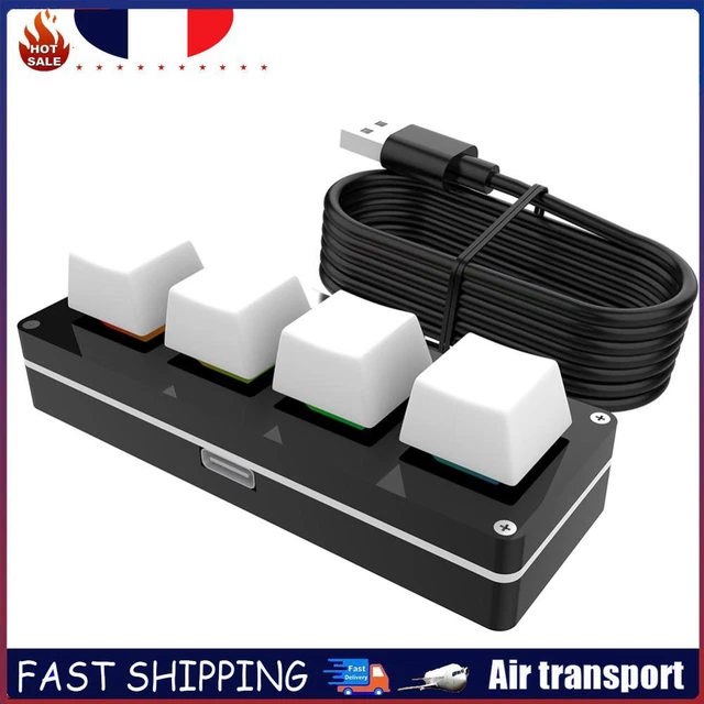 Joycabin 4 Pièces Fidget Toy Clavier avec LED Lumineux, Porte-clés 4 Touches Clic, Jouet Anti-Stress Mécanique Coloré pour Anxiété Bureau École Voyage Cadeau
