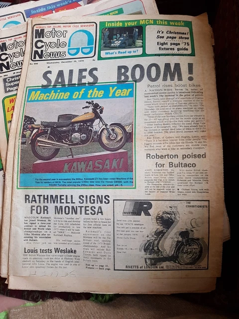 Old Motor Cycle News - Dec 25th 1974 - Vintage Motorbike Newspaper - No 996