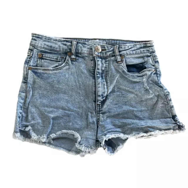 Sts Blue Shorts Womens 26 Aubrey High Rise Distressed Denim Jean Raw Hem Cotton