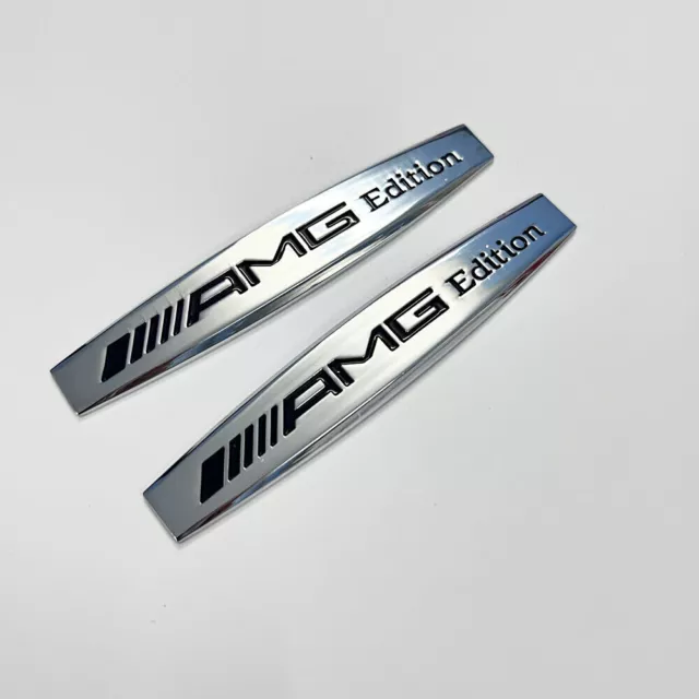 2x Für AMG Edition Corporation 3D Emblem Auto Aufkleber Badge Silber NEW