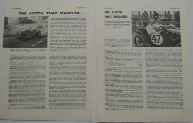 Austin Seven 7 x 2 Motor Sport Articles on Le Mans 1933/34 Austin that Marched