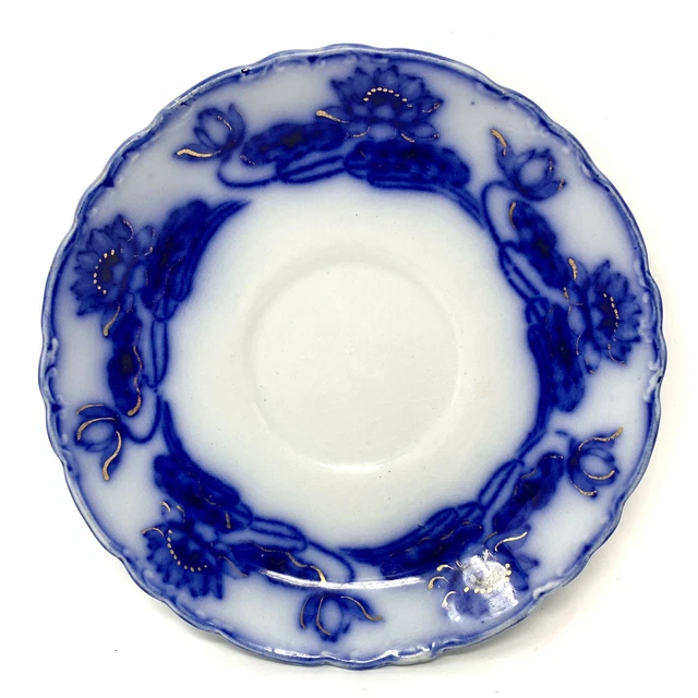 Flow Blue Saucer Plate Alfred Meakin Norbury Lotus England Antique RARE 6” HTF