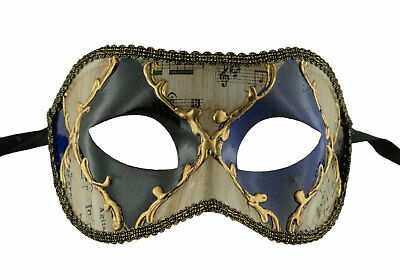 Mask Carnival from Venice Colombine Argyle Black Blue Golden Masquerade 1925 V82