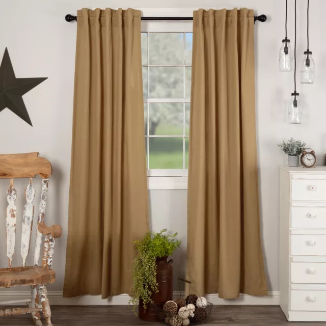 Farmhouse 84"x40" Panel Pair Tan Rod Pocket Simple Window Curtains VHC Brands