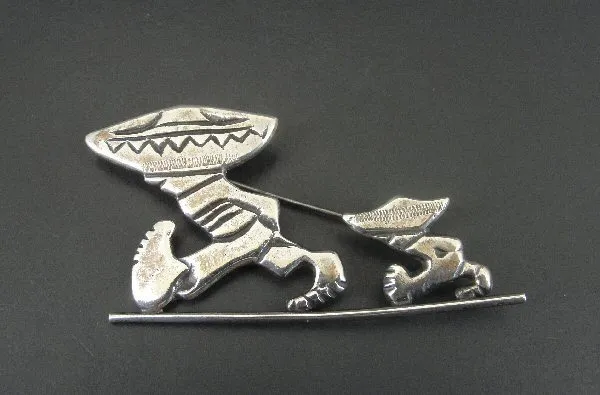 Brooch Silver Vintage Sombrero Man Child Mexico Sterling Silver 925 Pin