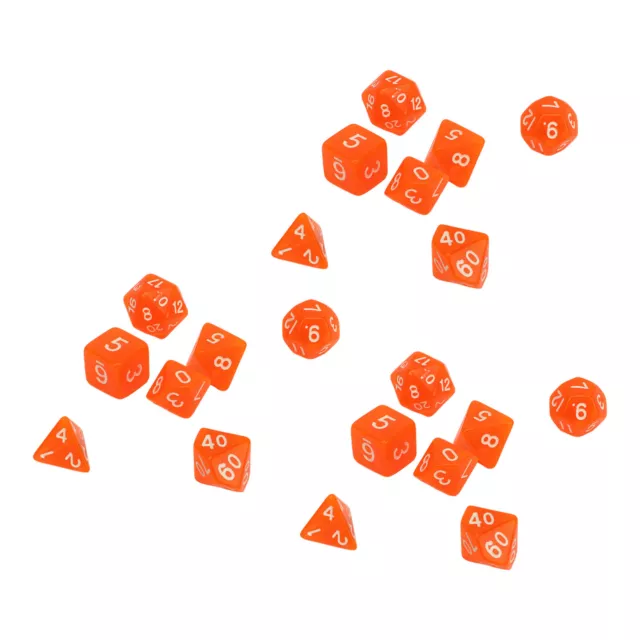 (Orange) Number Dice Set Exquisite Polyhedral Dice Set Clear Numbers