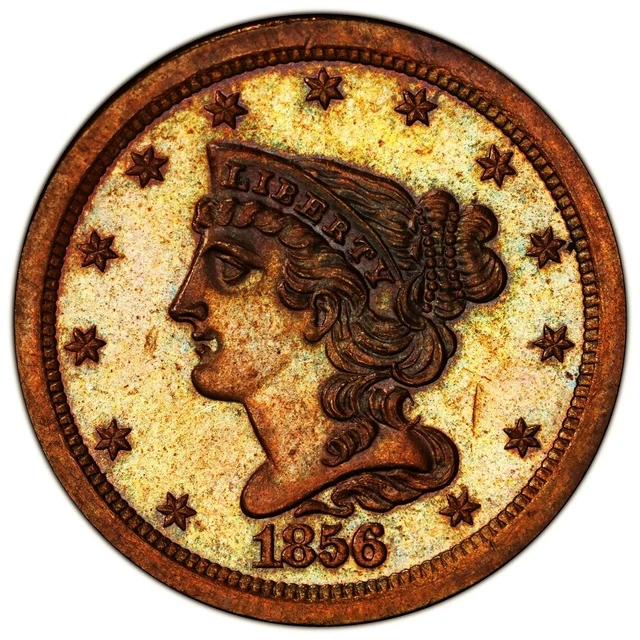 1856 Half Cent  **Extremely Rare (B-1) Proof R-7** Certified +++ Pcgs-Pr63 +++