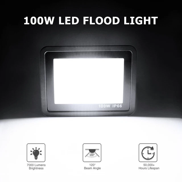 50W LED Flutlicht Strahler Fluter Scheinwerfer Außen Baustrahler Lampe Kaltweiß 12